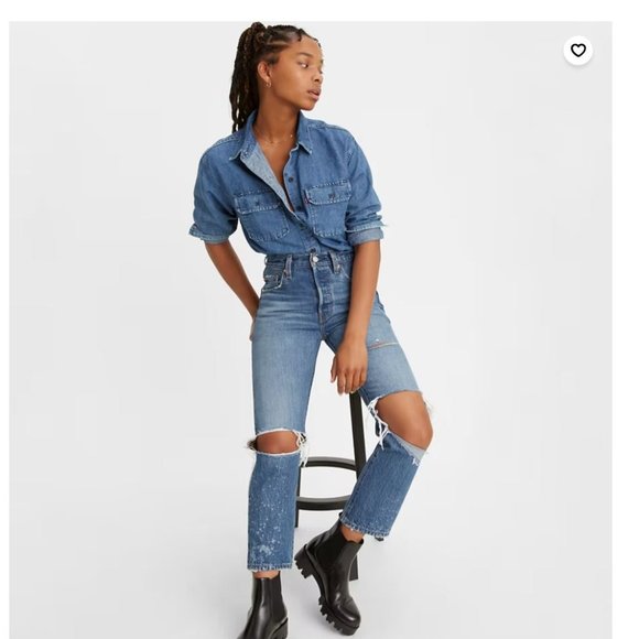 NWT Levi's 501 Original Athens Cropped High Rise Straight Leg size 29 - Picture 2 of 6